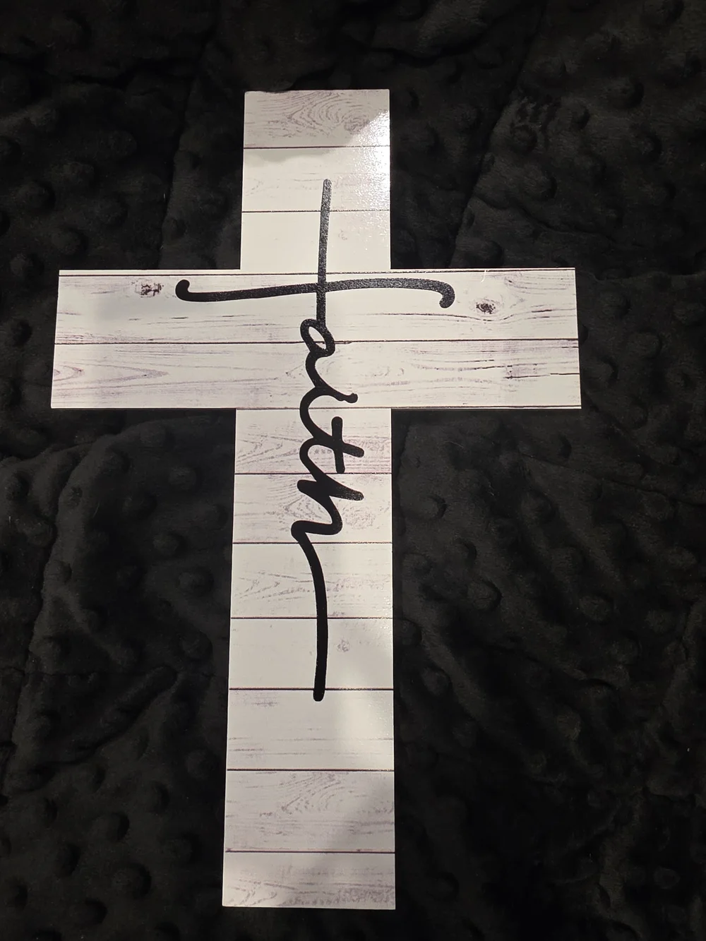 Set of 3 Wooden Wall Crosses - White with Black Script